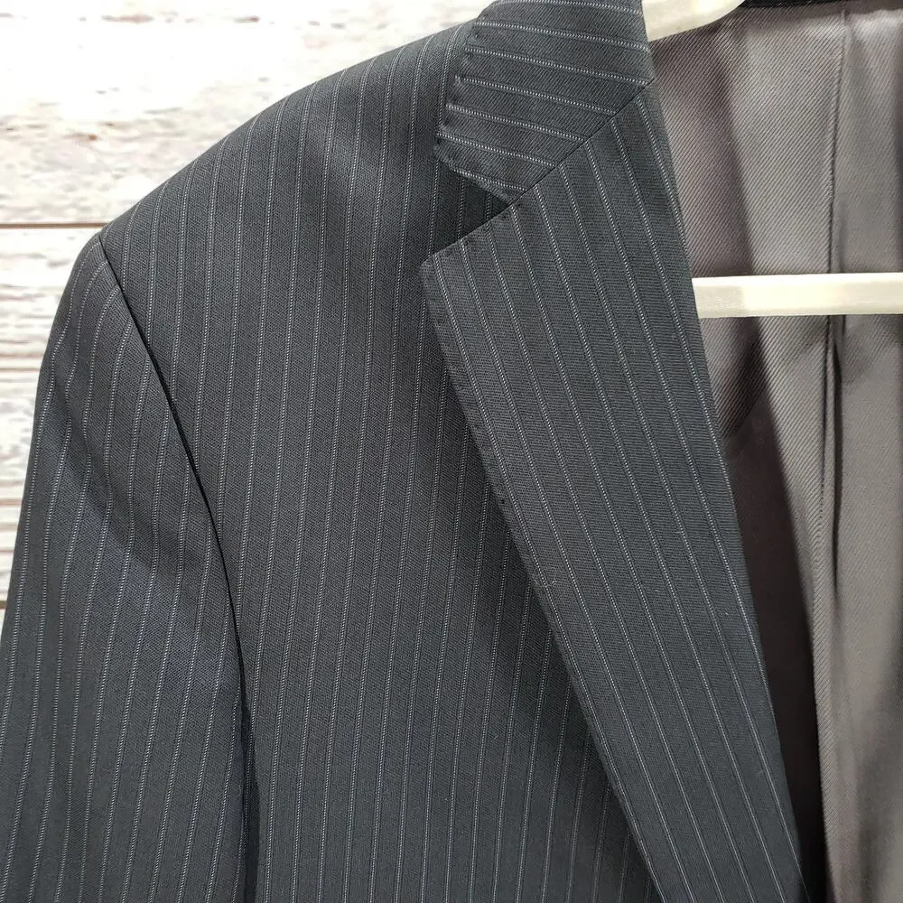 Daniel Cremieux Loro Piana Wool Dark Gray Striped Blazer Sportscoat 42R